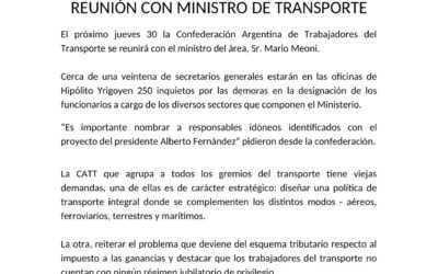 Schmid se reúne con Meoni en medio de la preocupación por la falta de nombramientos en Transporte