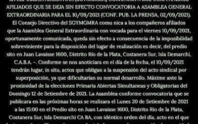 #URGENTE LA ASAMBLEA GENERAL EXTRAORDINARIA SE POSPONE AL LUNES 20⚠️