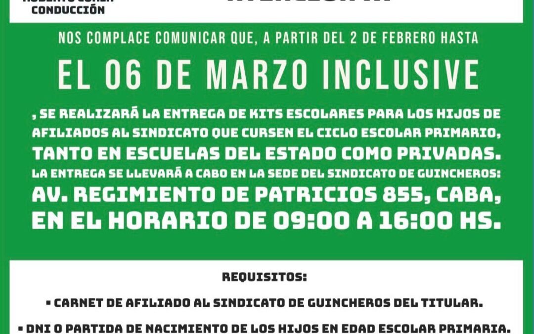 Comunicado Kits Escolares
